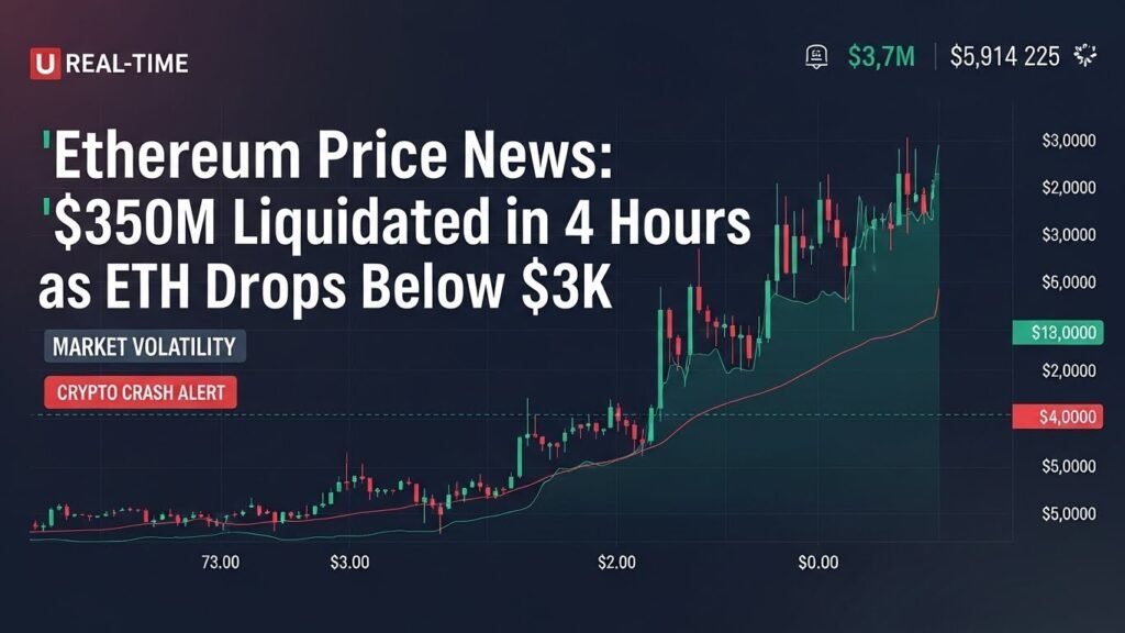 Ethereum Price News $350M Liquidated in 4 Hours as ETH Drops Below $3K