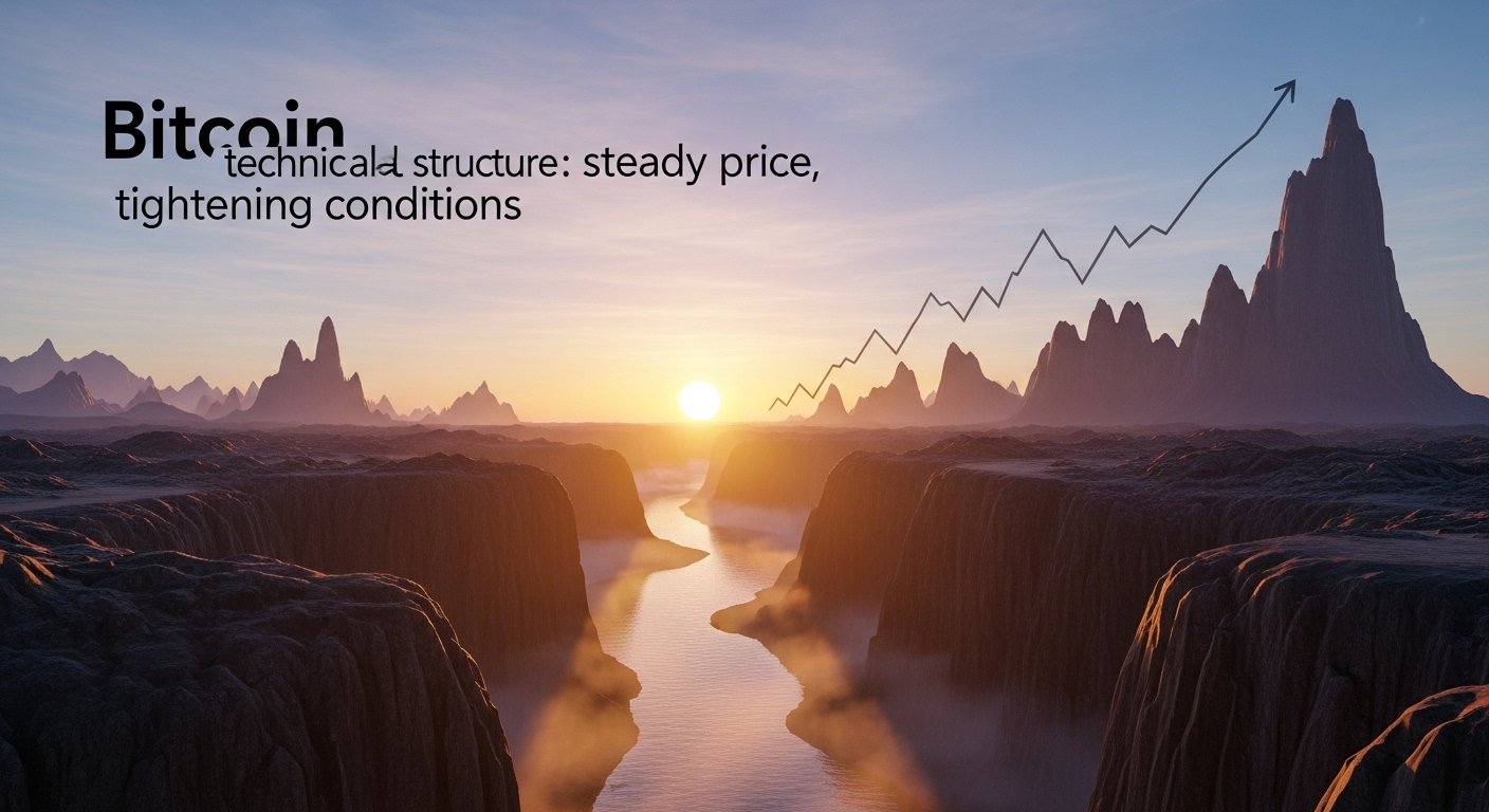 Bitcoin technical structure: steady price, tightening conditions
