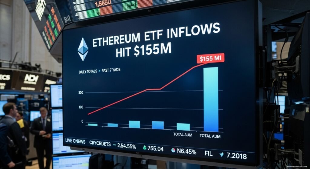 Ethereum ETF Inflows Hit $155M