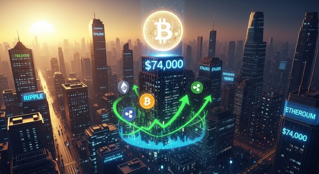Crypto Market Rises as Bitcoin Tops $74K